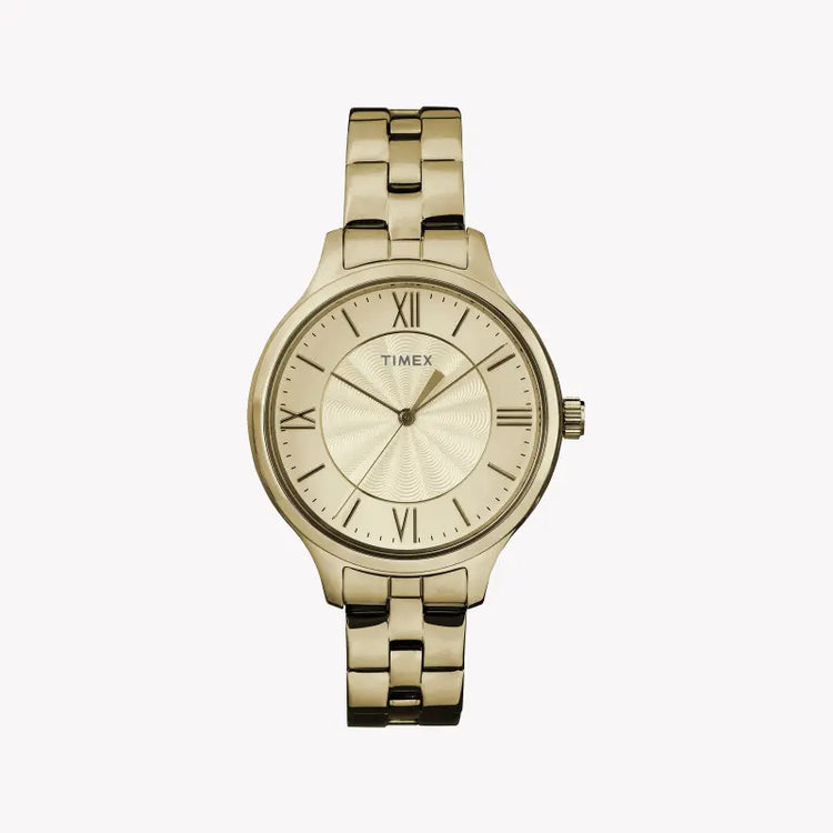 Timex Women's Gold Watch, Brass Case & Stainless Steel Band | TW2R28100