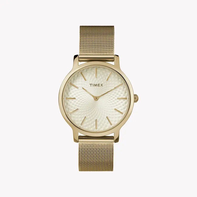 Timex Women's Watch With Gold Brass Case And Gold Stainless Steel Band