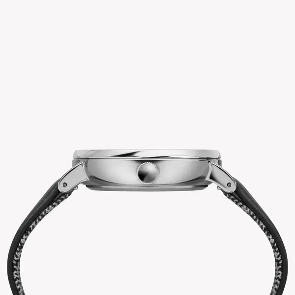 Timex Men's Black Leather Watch, White Dial | Tw2r38000