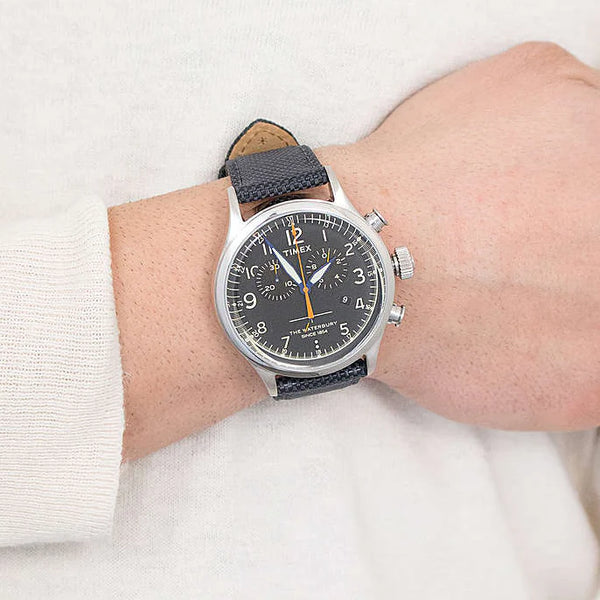 Timex Men's Black Fabric Watch, Silver Case | Tw2r38200