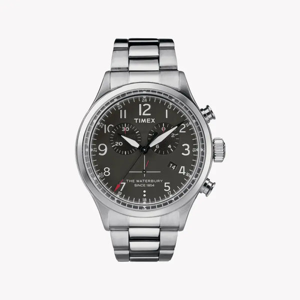 Timex Men's Silver Stainless Steel Watch, Black Dial | Tw2r38400