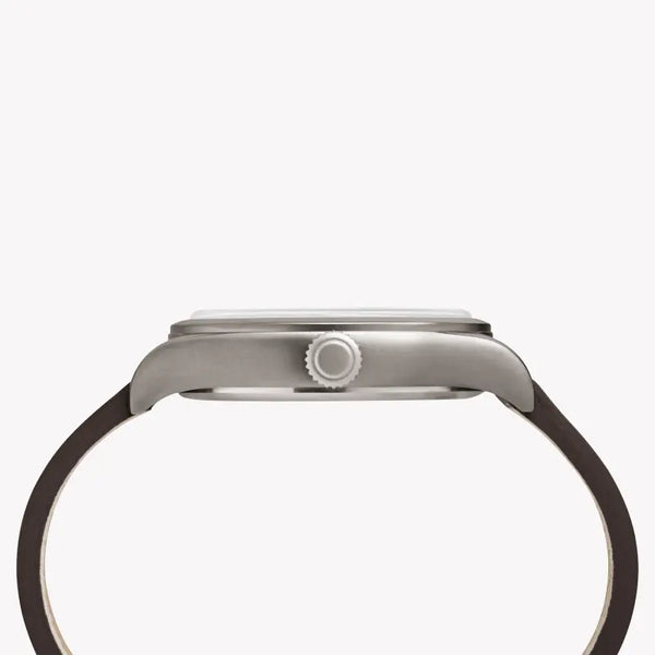 Timex Men's Brown Leather Watch, Off White Dial | Tw2r38600