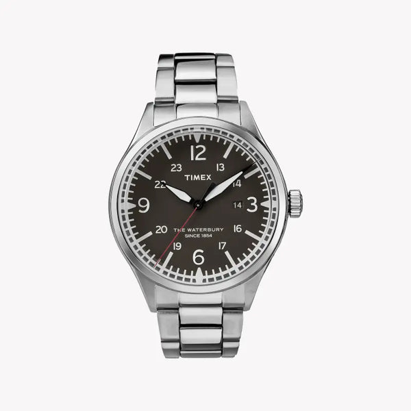 Timex Men's Silver Stainless Steel Watch, Black Dial | Tw2r38700 by i-watch