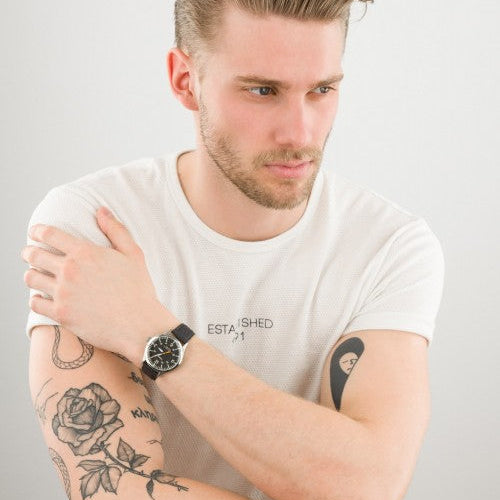 Timex Unisex Black Fabric Watch, Silver Stainless Steel Case | Tw2r38800