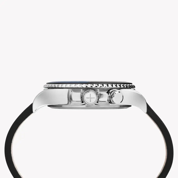 Timex Men's Black Leather Watch, Black Dial | Tw2r43600