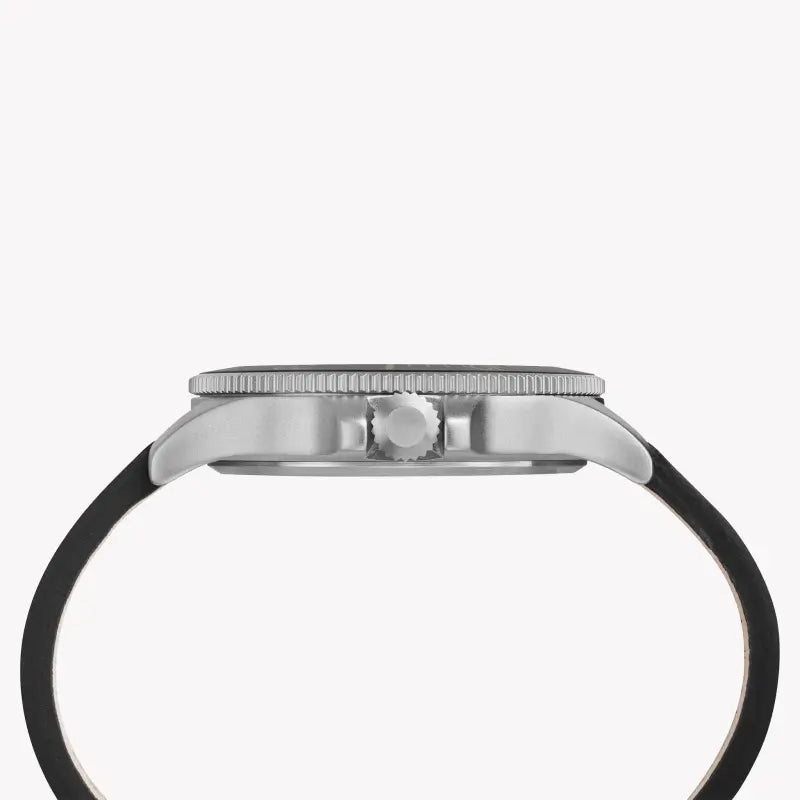 Timex Men's Black Leather Watch, Brass Case | Tw2r45800