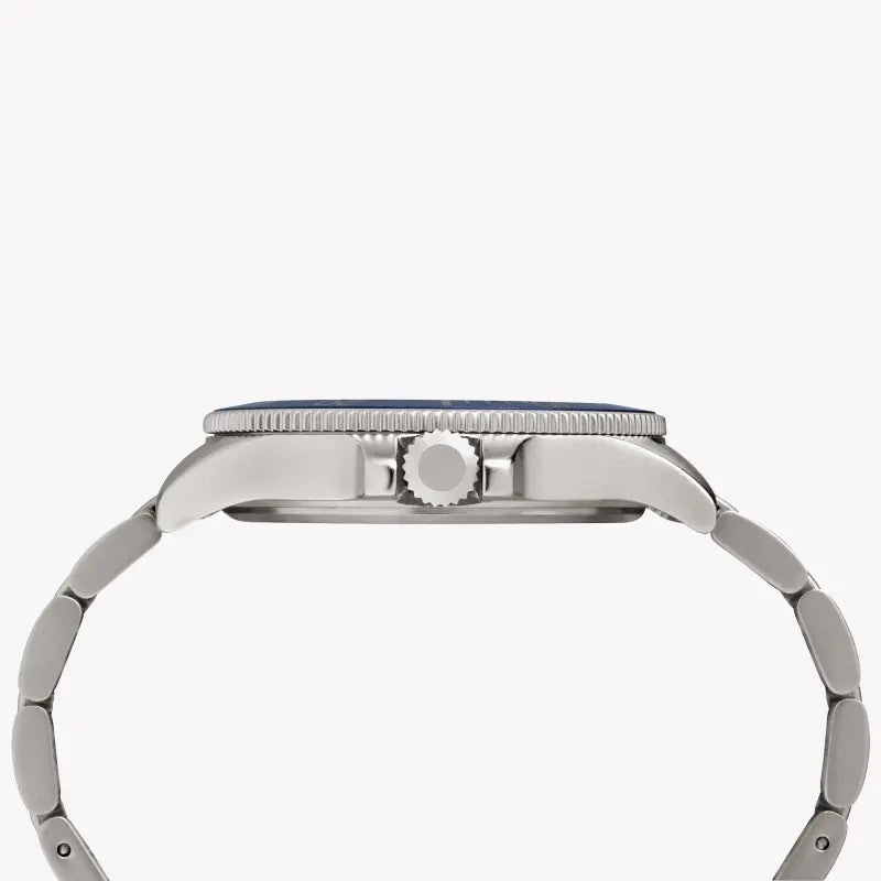 TIMEX MILITARY ALLIED TW2R46000 – HERRENUHR MIT BLAUEM ZIFFERBLATT UND SILBERNEM EDELSTAHLARMBANDUHR