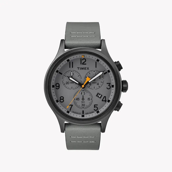 Timex Military Allied Tw2r47400 Men's Watch - Gray Leather, Indiglo Light, 10 Atm Water Resistance