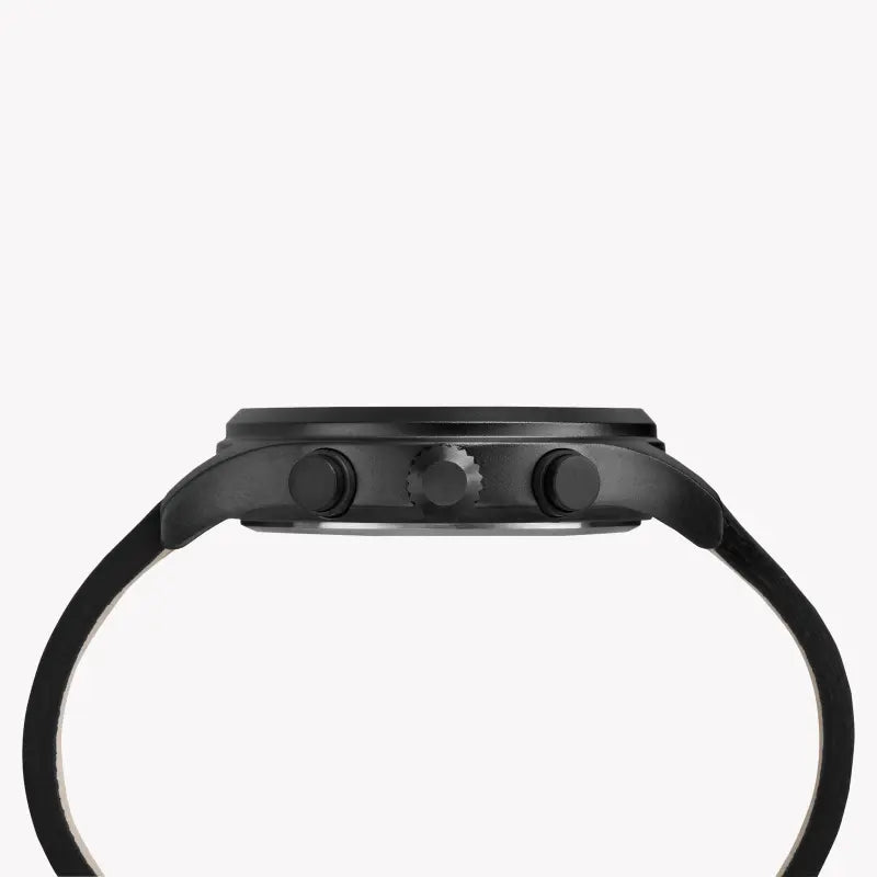 Timex Men's Black Leather Watch, Black Dial | TW2R47500