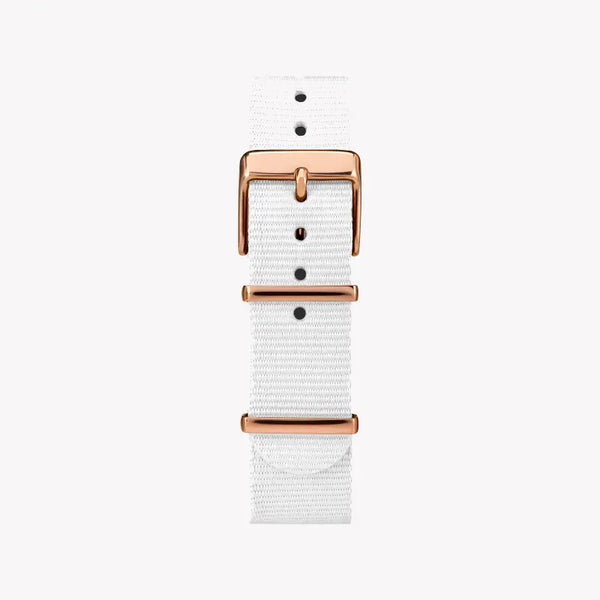Timex Women's Watch With Rose Gold Brass Case And White Fabric Band by i-watch
