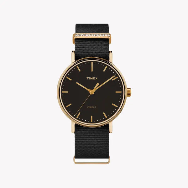 Timex Women's Black Fabric Watch, Brass Gold Case | Tw2r49200 by i-watch