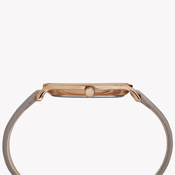 Timex Women's Gray Leather Watch, Rose Gold Dial | Tw2r49500