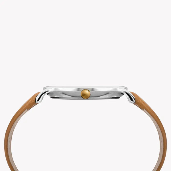 Timex Men's Brown Leather Watch, Gray Dial | Tw2r49700