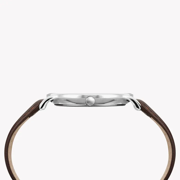 Timex Men's Brown Leather Watch, Blue Dial | Tw2r49900