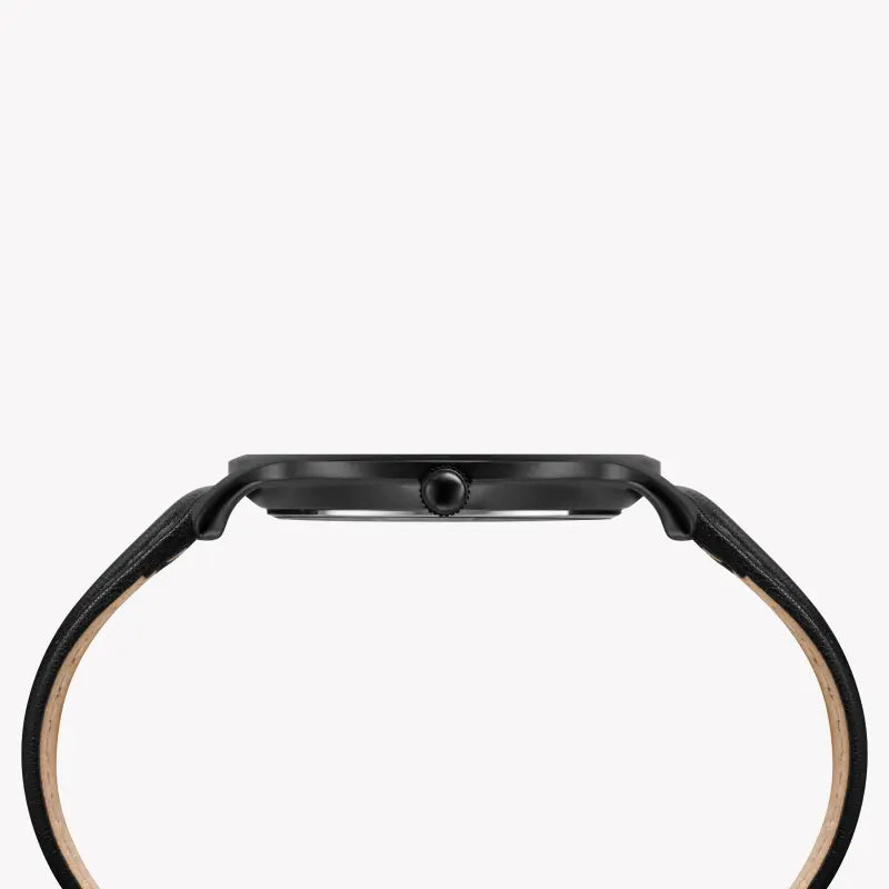 ساعة TIMEX City Collection TW2R50100 - ساعة متروبوليتان للرجال بسوار جلدي أسود وقرص