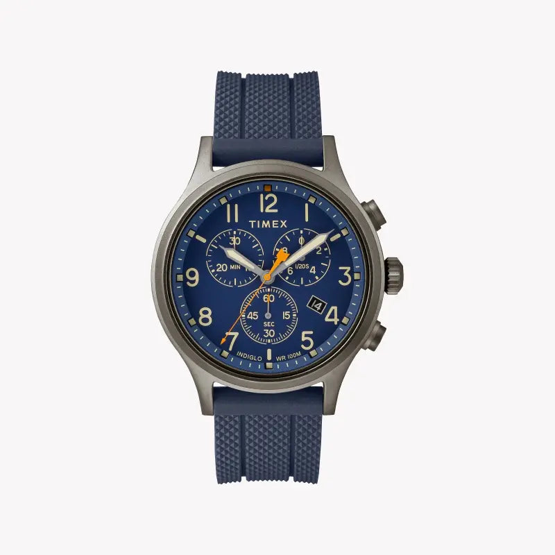 Timex Men's Blue Silicone Watch, Brass Case | TW2R60300