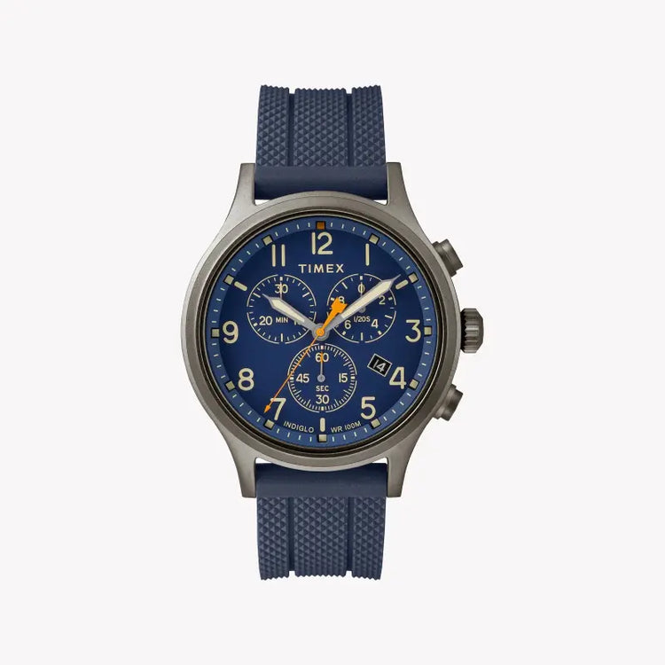 Timex Men's Blue Silicone Watch, Brass Case | TW2R60300