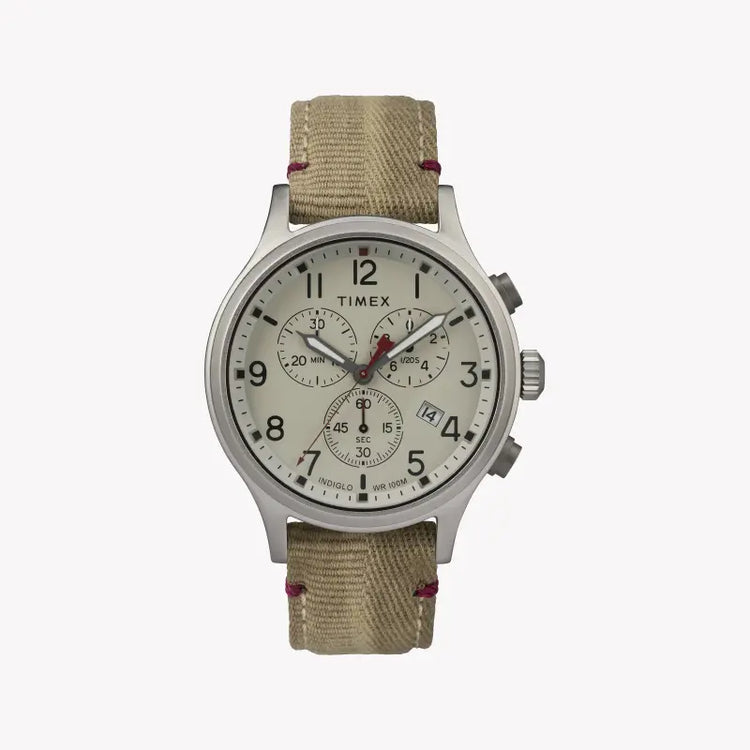 Timex Men's Brass Tan Fabric Watch, Off White Dial | TW2R60500