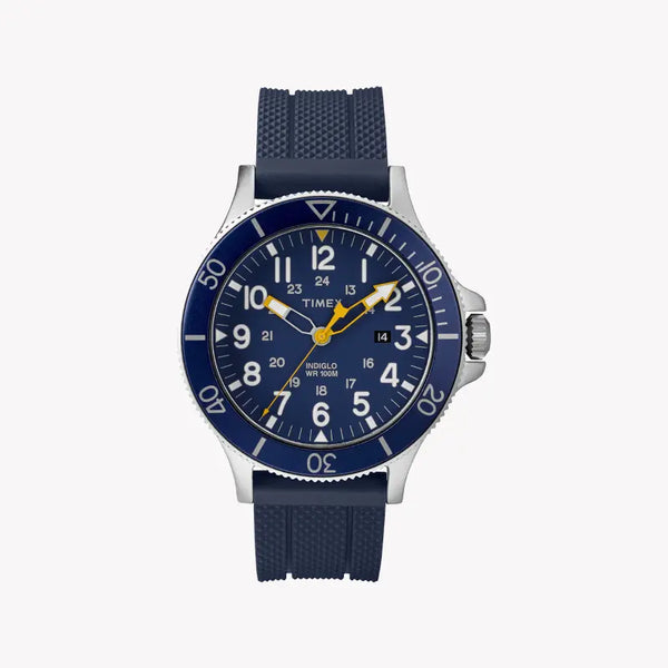 Timex Men's Blue Silicone Watch, Brass Case | Tw2r60700