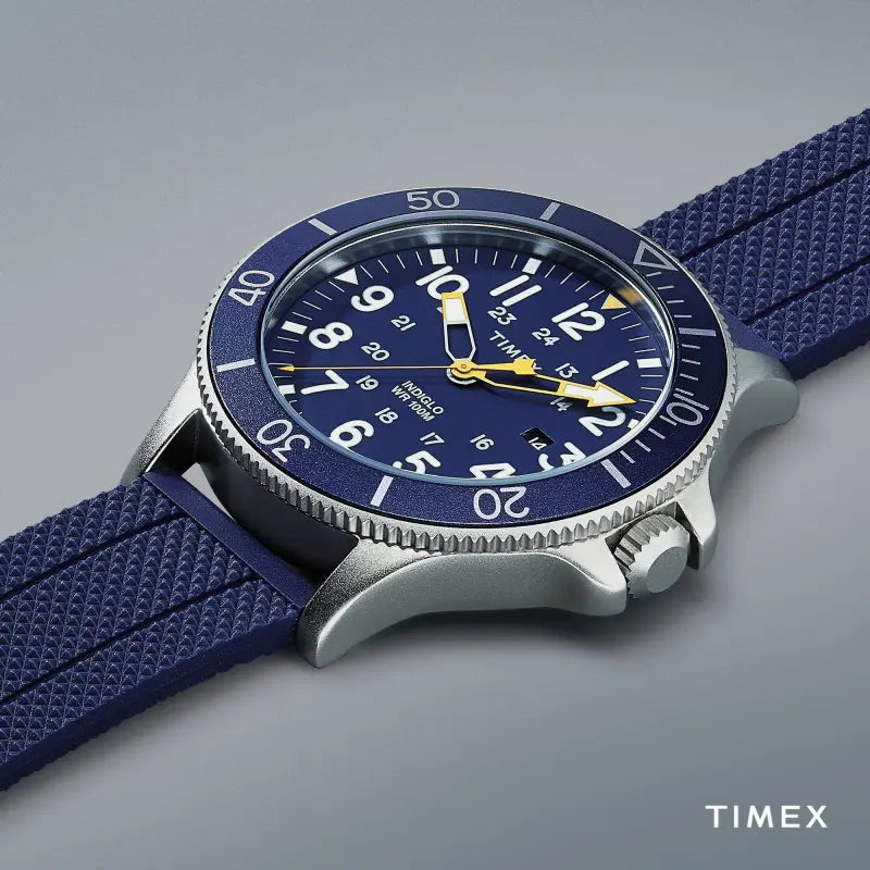 Timex Men's Blue Silicone Watch, Brass Case | Tw2r60700 by i-watch
