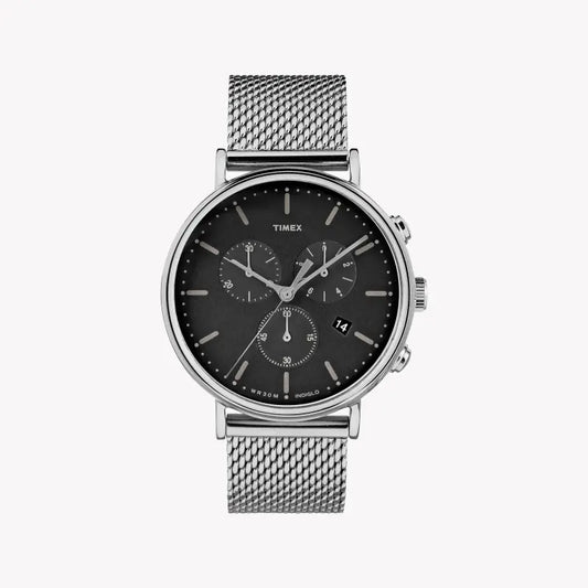 Timex Unisex Brass Silver Watch, Black Dial | Tw2r61900