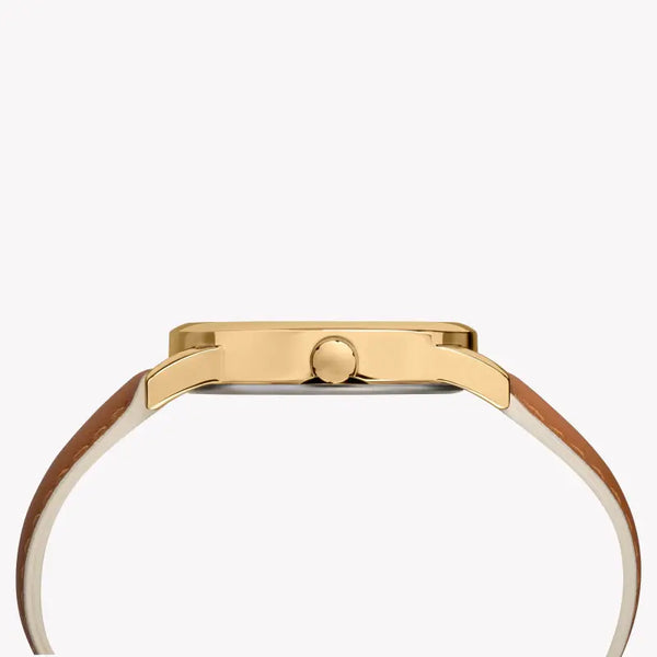 Timex Women's Brass Watch, Off White Dial, Tan Leather | Tw2r62700