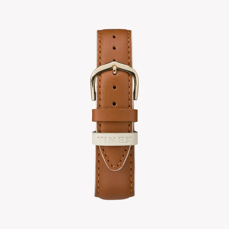 Timex Women's Brass Watch, Off White Dial, Tan Leather | TW2R62700