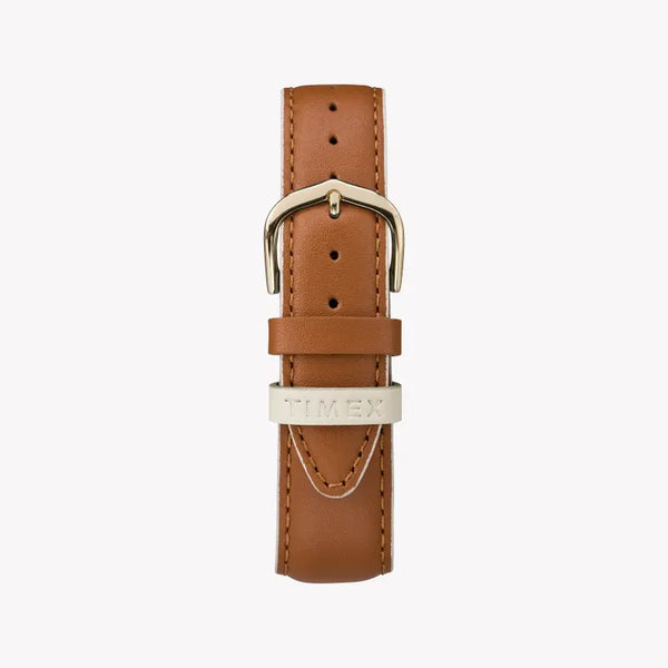 Timex Women's Brass Watch, Off White Dial, Tan Leather | Tw2r62700