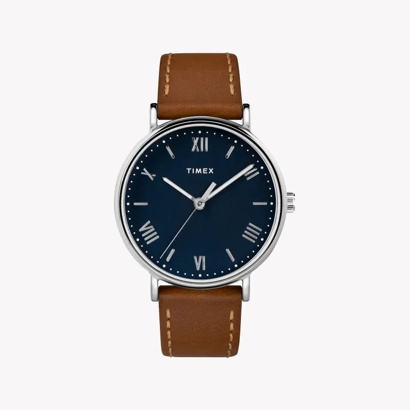 Timex Men's Blue Dial Watch, Tan Leather Band | Tw2r63900 by i-watch