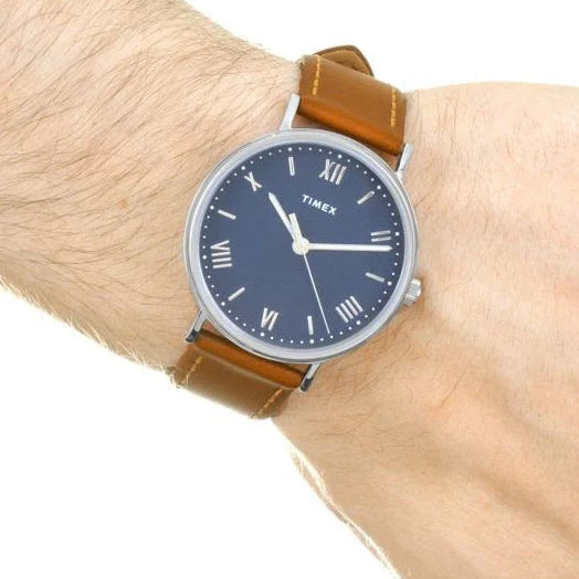 Timex Men's Blue Dial Watch, Tan Leather Band | Tw2r63900 by i-watch
