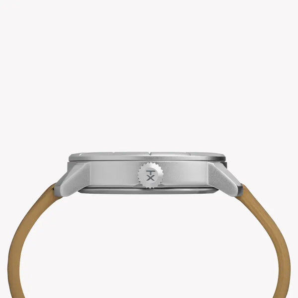 Timex Men's Tan Leather Watch, White Dial | Tw2r64100