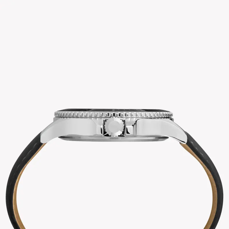 ساعة TIMEX City Collection TW2R64400 HARBORSIDE - ساعة رجالية من الجلد الأسود وقرص إنديجلو