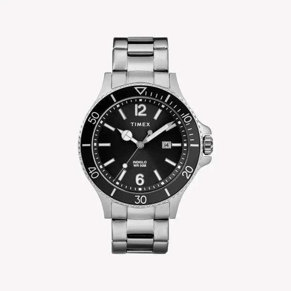 Timex Men's Silver Stainless Steel Watch, Black Dial | Tw2r64600