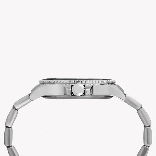 Timex Men's Silver Stainless Steel Watch, Black Dial | Tw2r64600