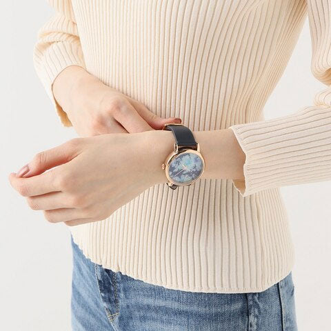 Timex Women's Blue Leather Watch, Rose Gold Case | TW2R66400
