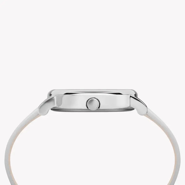 Timex Women's Watch With Silver Brass Case And White Leather Band by i-watch