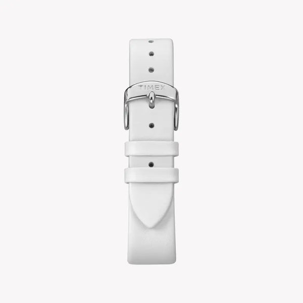Timex Women's Watch With Silver Brass Case And White Leather Band by i-watch