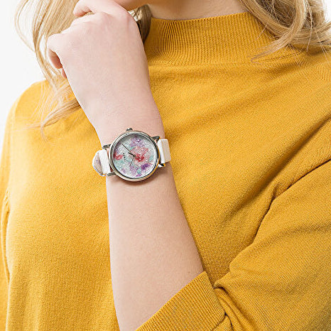 Timex Women's Watch With Silver Brass Case And White Leather Band by i-watch
