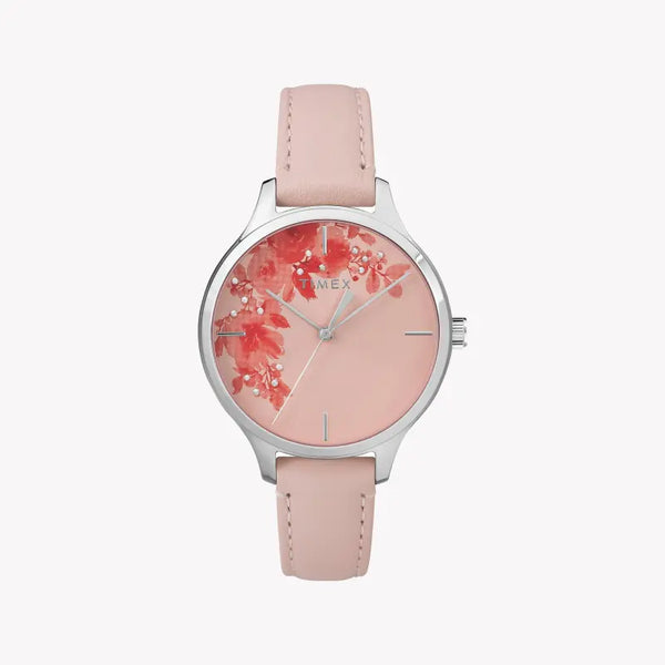 Timex Women's Pink Leather Watch, Brass Case | Tw2r66600 by i-watch