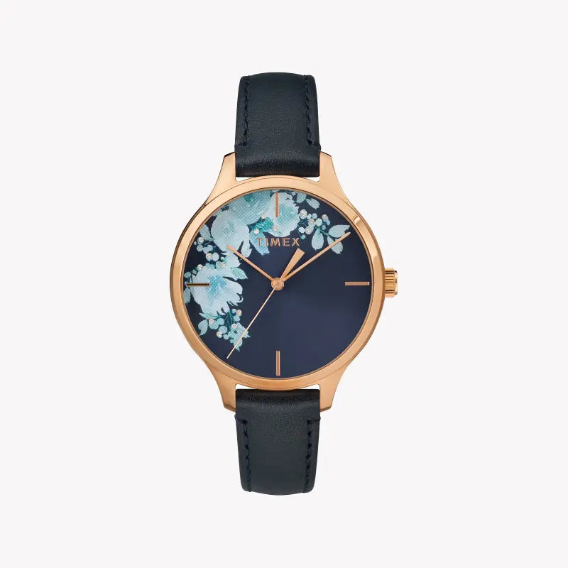 Timex Women's Blue Leather Watch, Blue Dial | TW2R66700