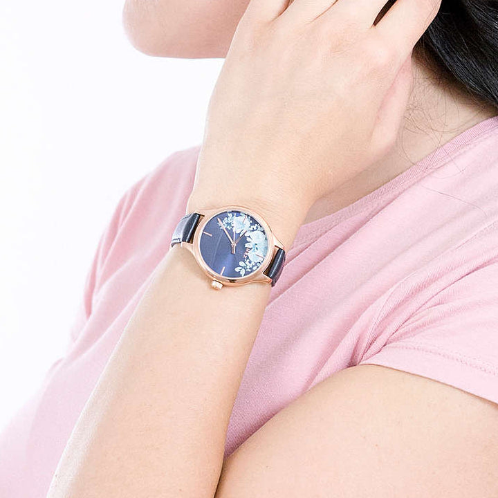 Timex Women's Blue Leather Watch, Blue Dial | TW2R66700