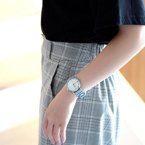 Timex Women's Blue Leather Watch, White Dial | TW2R70300