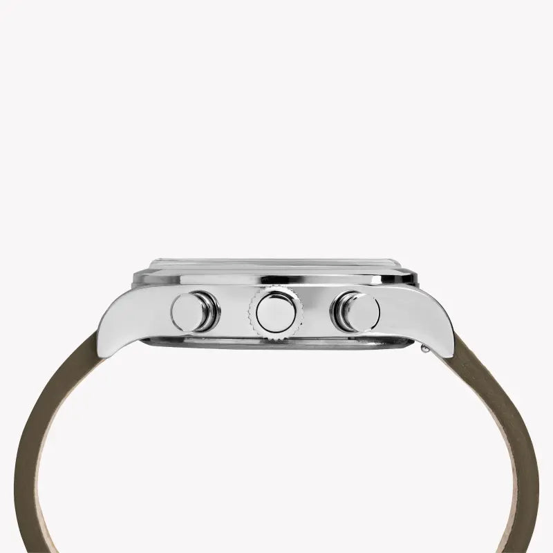 Timex Men's Green Leather Watch, Off White Dial | Tw2r70800