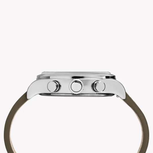 Timex Men's Green Leather Watch, Off White Dial | Tw2r70800