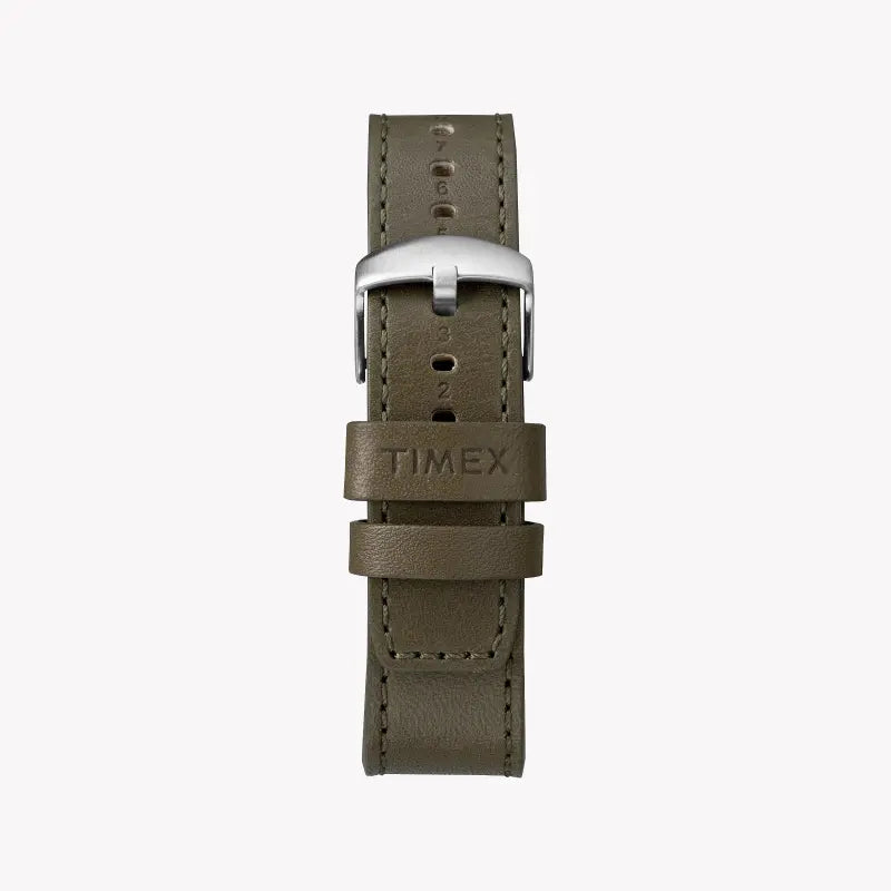 Timex Men's Green Leather Watch, Off White Dial | Tw2r70800