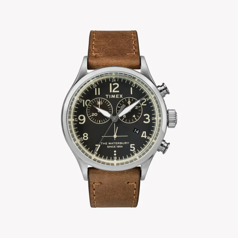 Timex Men's Stainless Steel Watch, Black Dial, Tan Leather | Tw2r70900 by i-watch
