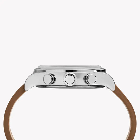 Timex Men's Stainless Steel Watch, Black Dial, Tan Leather | Tw2r70900