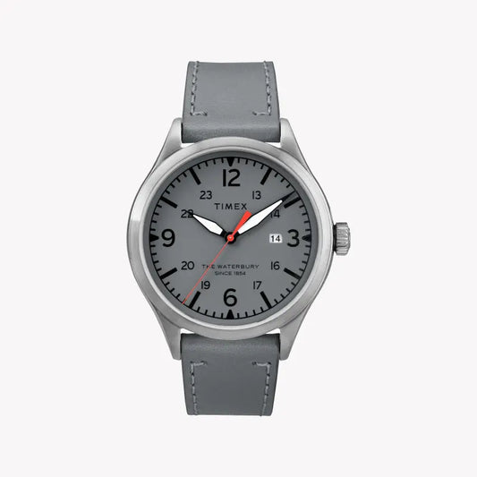 Timex Unisex Gray Leather Watch, Gray Dial | Tw2r71000