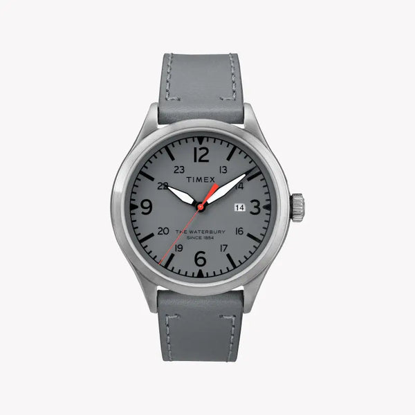 Timex Unisex Gray Leather Watch, Gray Dial | Tw2r71000