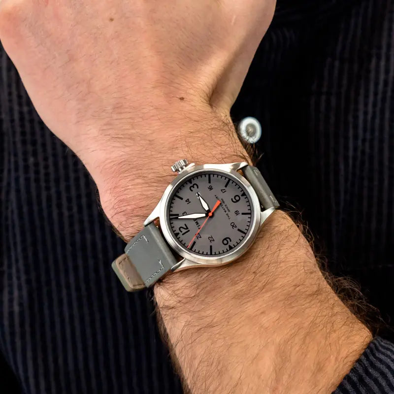 Timex Unisex Gray Leather Watch, Gray Dial | Tw2r71000